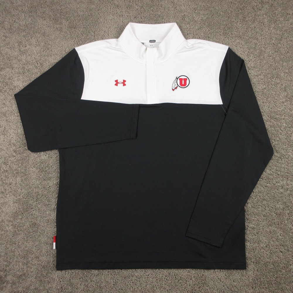 Utah Utes Sweater Mens XL Black White Under Arour Golf 1/4 Zip Pullover Football